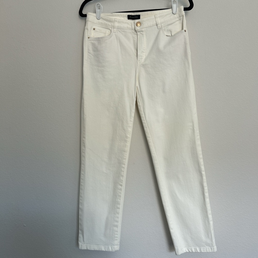 Massimo Dutti Cream Straight Leg Jeans